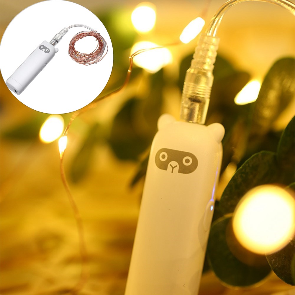 

2PCS Rechargeable 8 Modes Warm White USB 2M 20LED Copper Wire String Light for Christmas Holiday Home Decor