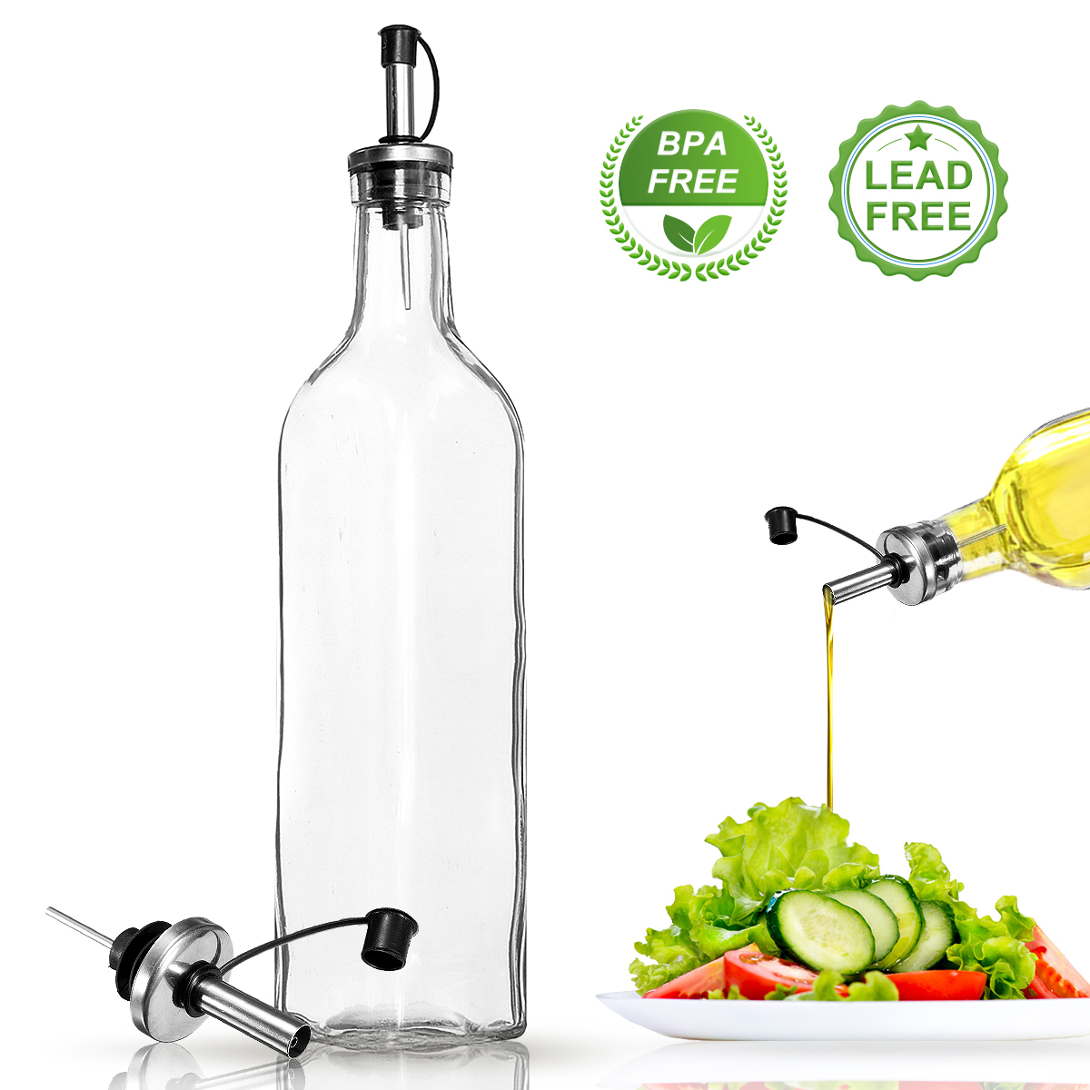 

Oil Vinegar Glass Cruet Condiment Bottle Dressing Sauce Dispenser Beverage Dispenser 250/500ml