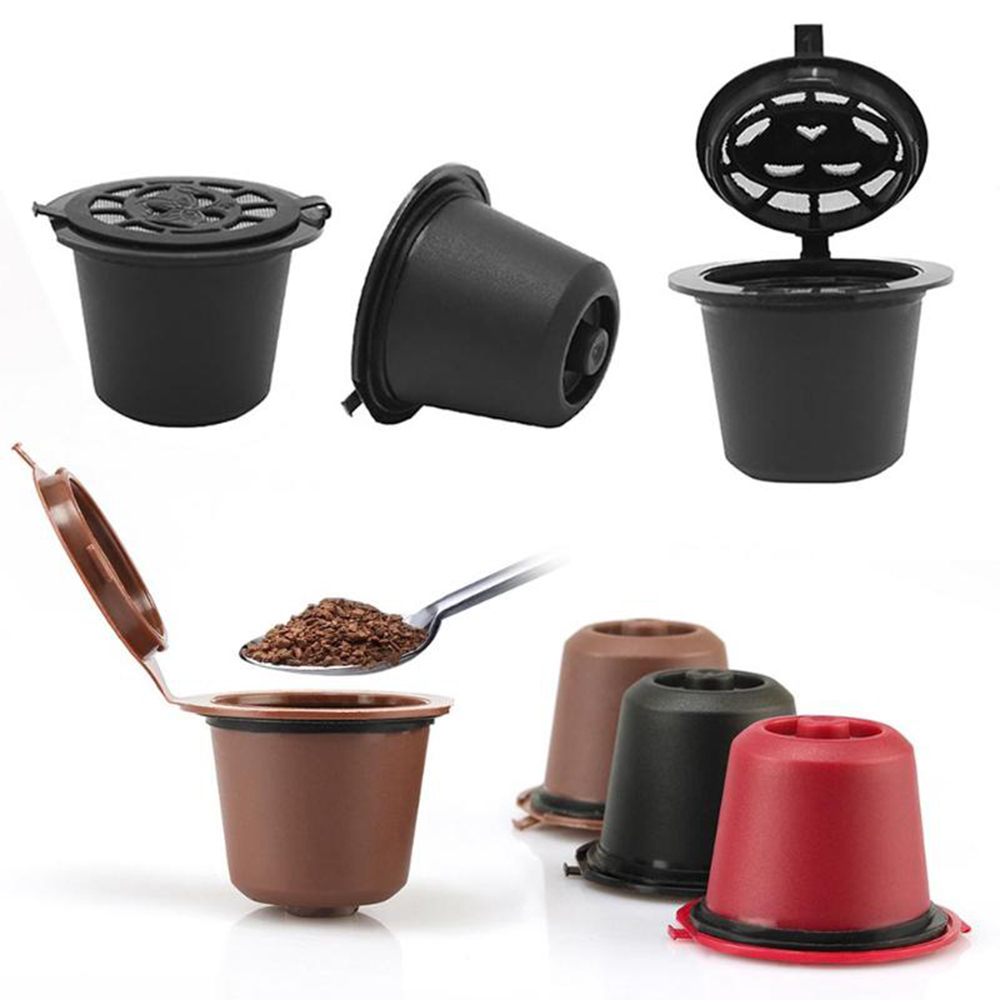 

6Pcs/Set 50-100ml Refillable Coffee Capsule Cup Reusable Coffee Pods w/ Coffee Spoon Brush for Nescafe Dolce Gusto Brewe