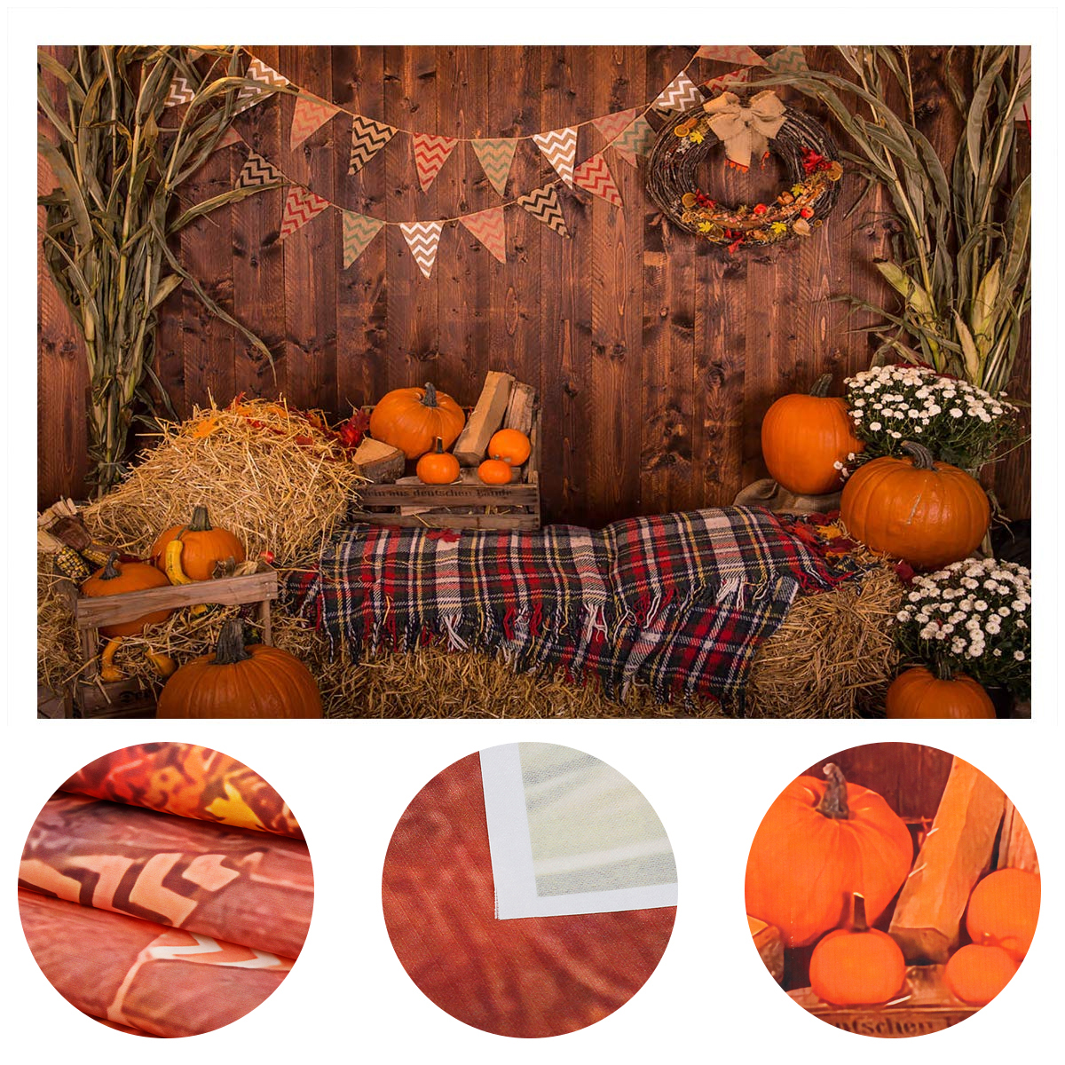 

Fall Thanksgiving Backdrop Photography Video Background Pumpkins Studio Prop