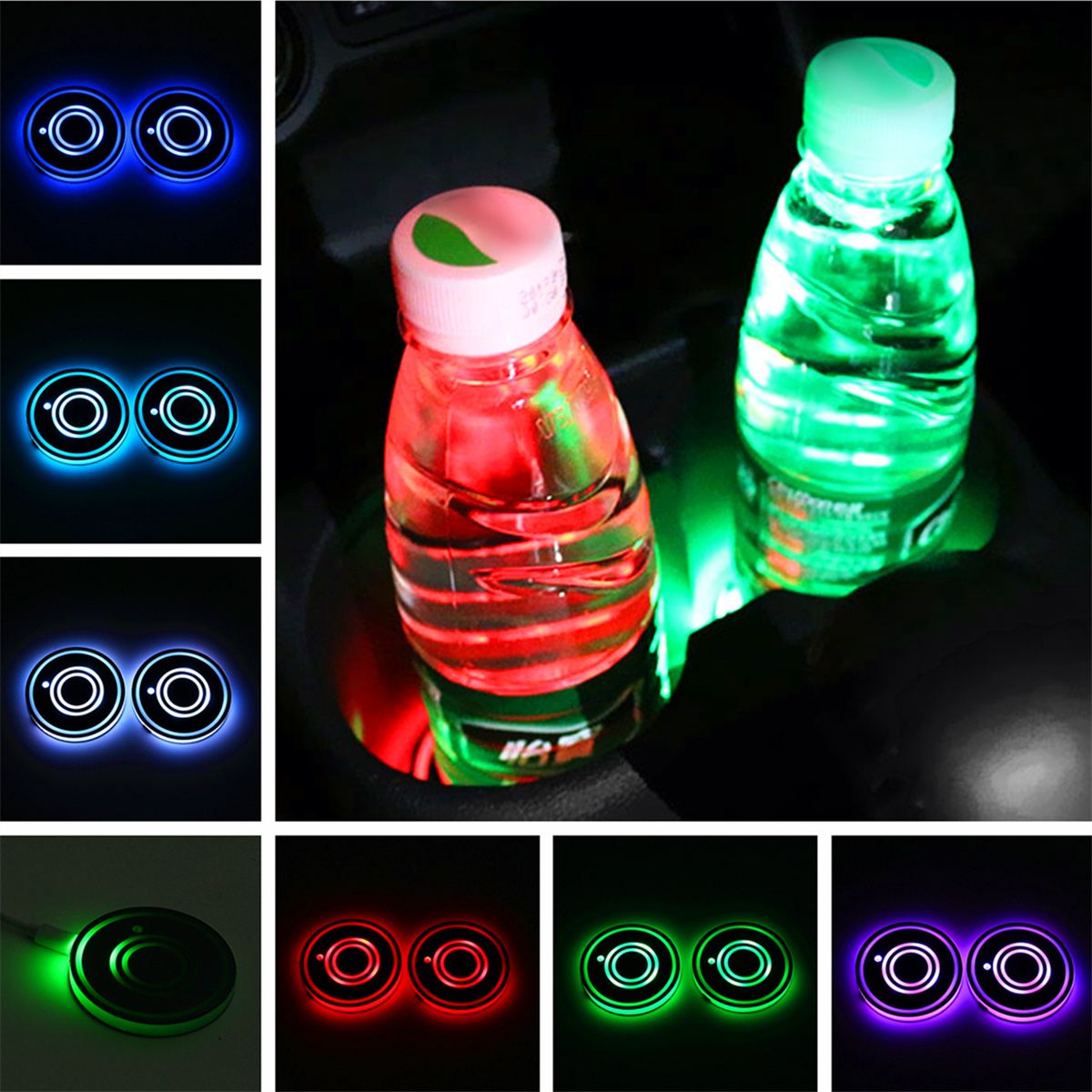 

Универсальный 7 Цветов LED Авто Держатель Чашки Pad Бутылочный Коврик Авто Интерьер Атмосфера Огни USB Зарядка