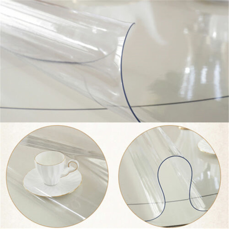 

1.5mm 90/1100/110/120cm Dia. Transparent Tablecloth Waterproof Soft Glass Mat PVC Clear Table Protector