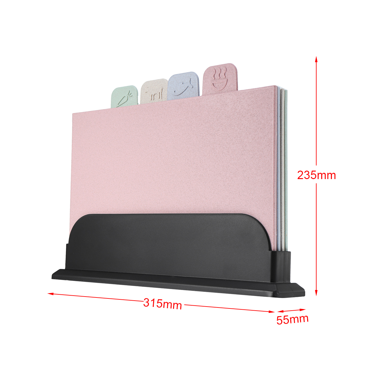 4x Kitchen Chopping Boards Non Slip Plastic Colour Coded Cutting Board Set 