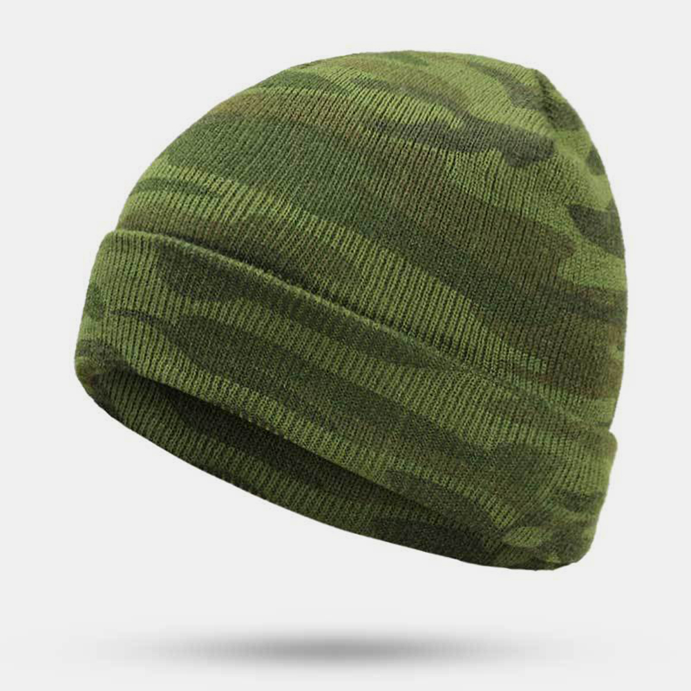 

Men's Camouflage Wool Hat Pullover Hat Ear Protection Knitted Beanie Hat Windproof Warm Bib Hat