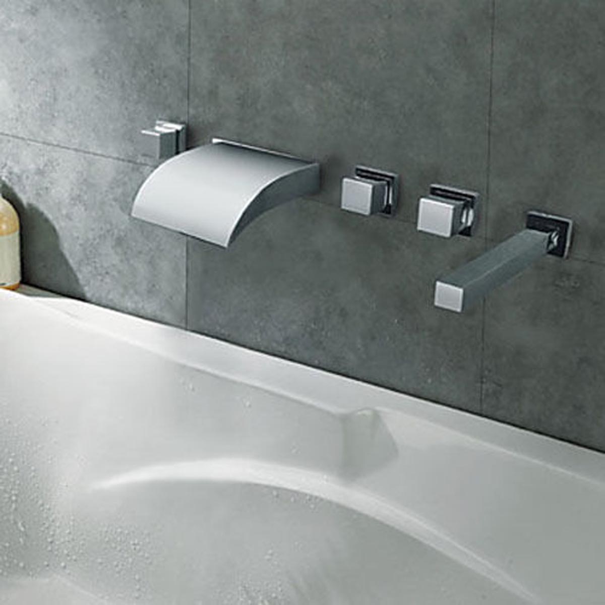 

Waterfall Bathroom Tub Faucet LED Color Changing5PCS Shower Bathtub Mixer Tap
