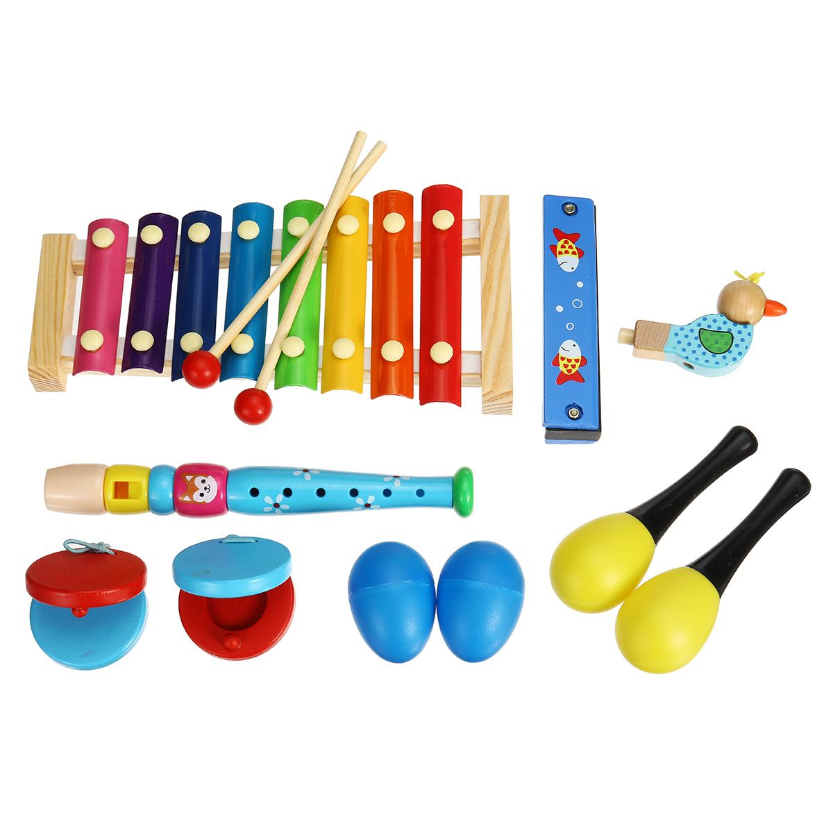 

7 Pieces Orff Musical Instruments Set Kids Puzzle Percussion for Children's Sensing Practice