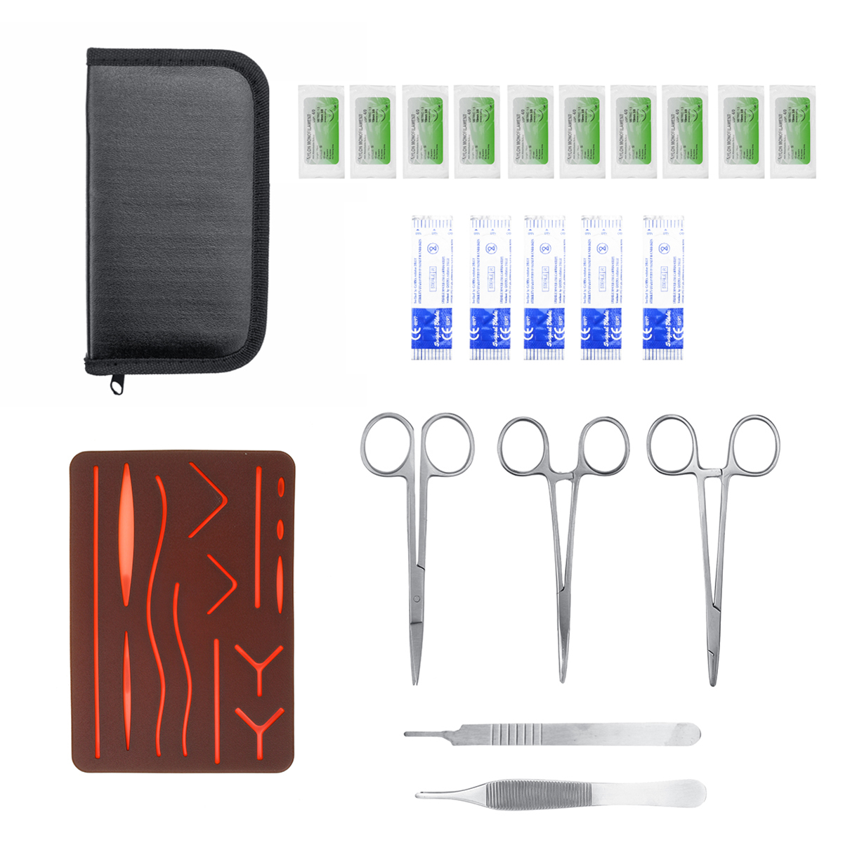 

25Pcs Portable Complete Suture Training Instrument Tools Set with Skin Model for Medical Students