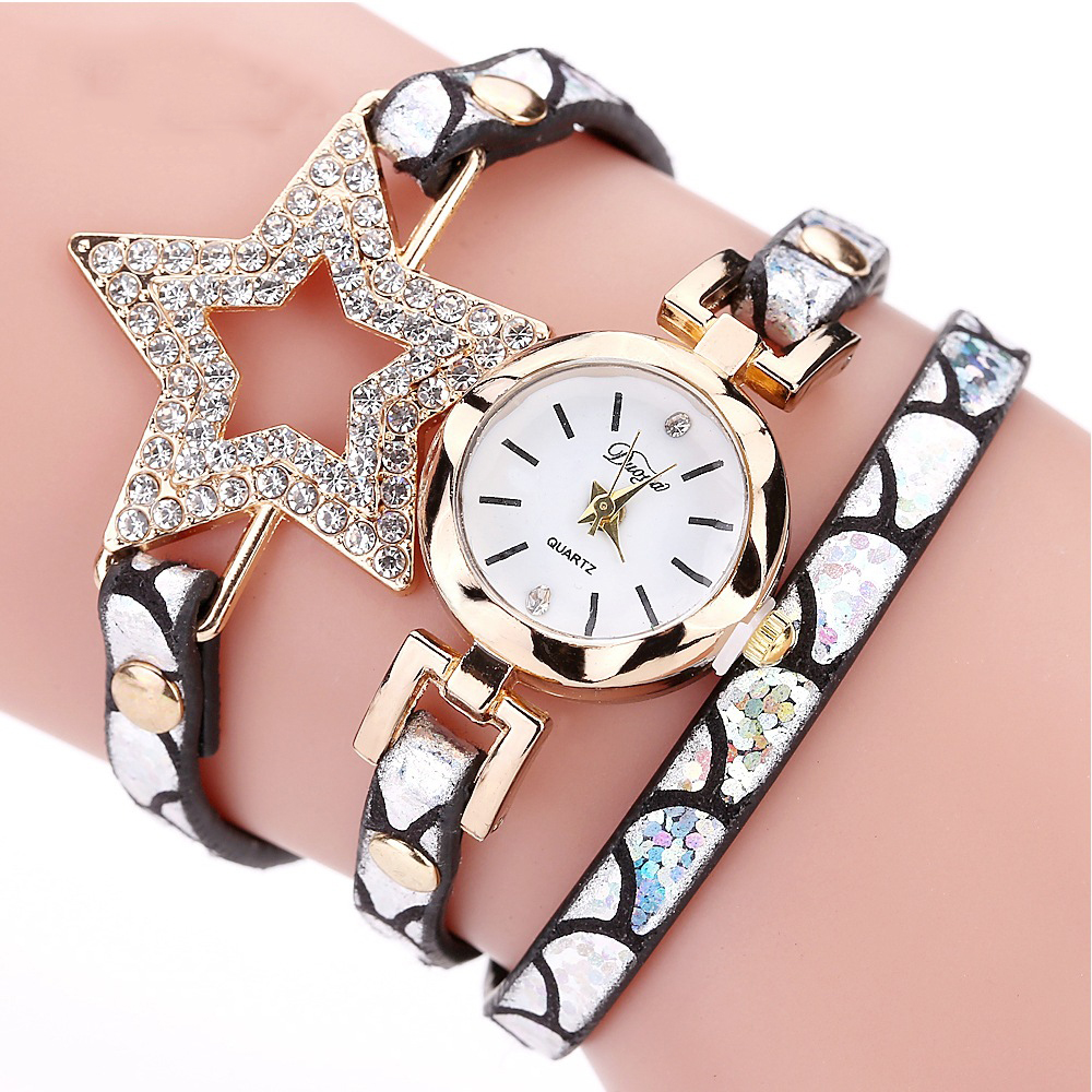 

DUOYA 328 Пятиконечная звезда в стиле ретро Женское Часы-браслет из кожи Стандарты Кварцевые часы