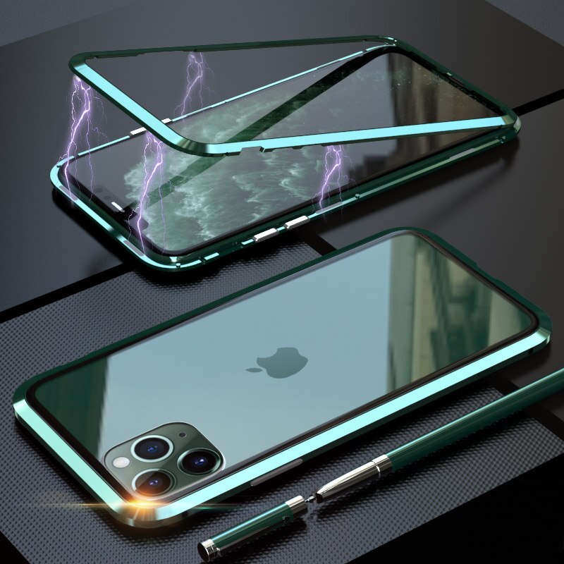 

Bakeey Luxury Магнитная Адсорбционная Металлическая Задняя Закаленное Стекло Защитное Чехол для iPhone 11 Pro 5.8 дюймов