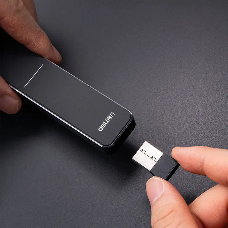 Find Deli 50601 Rechargeable Wireless Presenter Laser Flip Pen Air Mouse PPT Laser Page Pen Clicker Presentation Pen USB Remote Control for Sale on Gipsybee.com