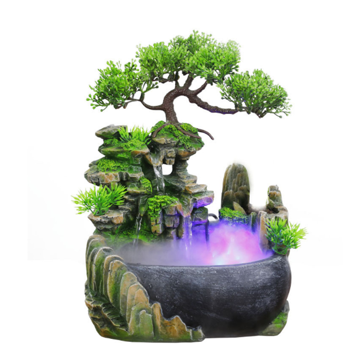 

LED Resin Rockery Fountain View FengShui Figurines Ornament Home Office Decorations