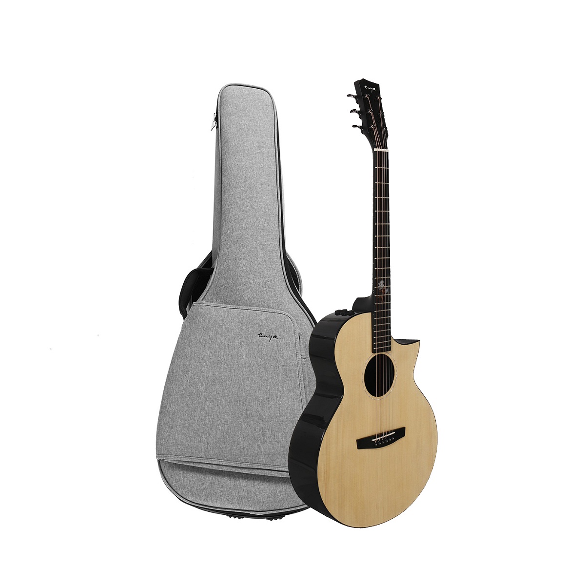 

Enya EA-X2C Pro 41 дюймов Pro Еловый шпон Акустическая гитара с острым углом и гитарой Сумка