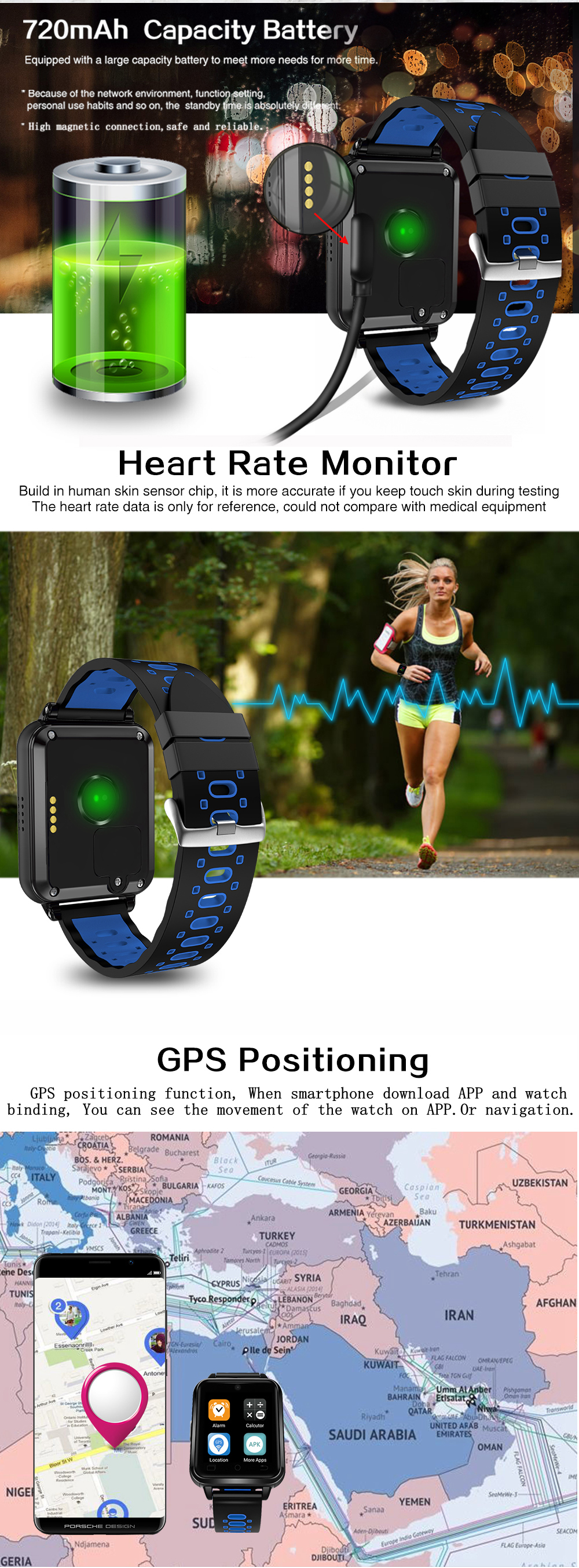 FINOW Q2 4G 1+16G GPS WIFI 2.0MP HD Camera Smart Watch Phone 1.54in Color Screen IP67 Waterproof Heart Rate Monitor Sports Fitness Bracelet 5