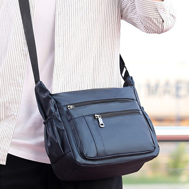 

Men Nylon Waterproof Large Capacity Crossbody Bag Multi-functional Business Laptop Handbag