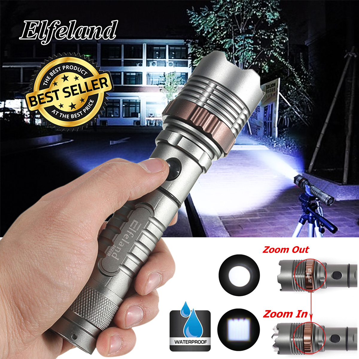 Tactical LED Flashlight 2500LM Rechargeable ...