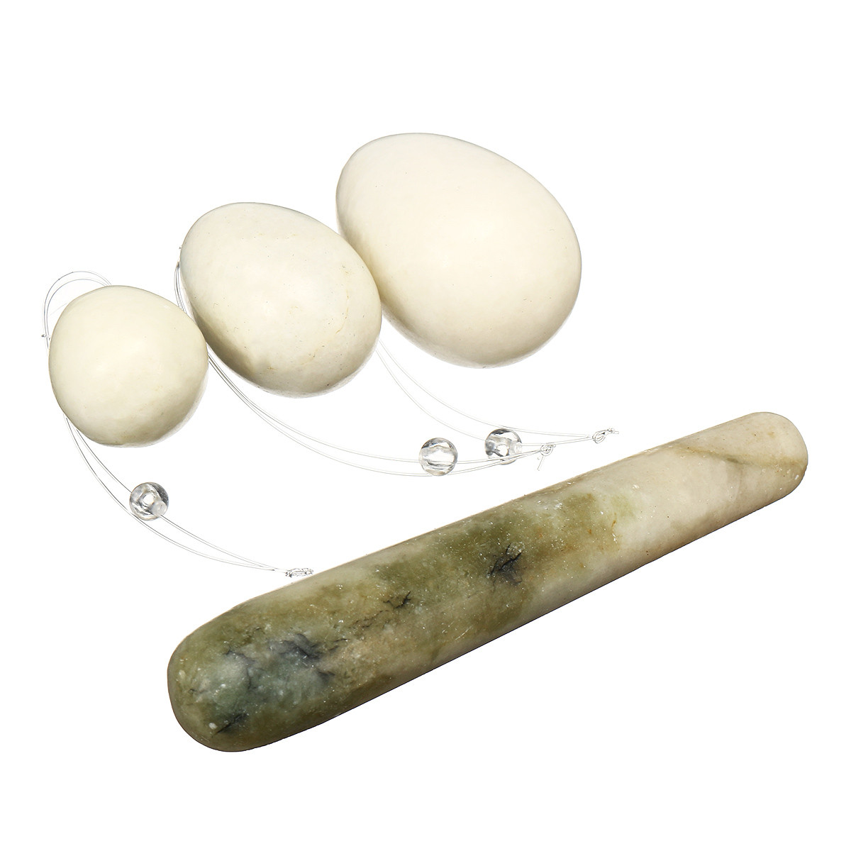 

Jade Stone Egg Yoni Egg Massage Stone 3PCS Natural Chakra Healing Yoga Exercise Eggs To Train Pelvic Muscles Kegel Exerc