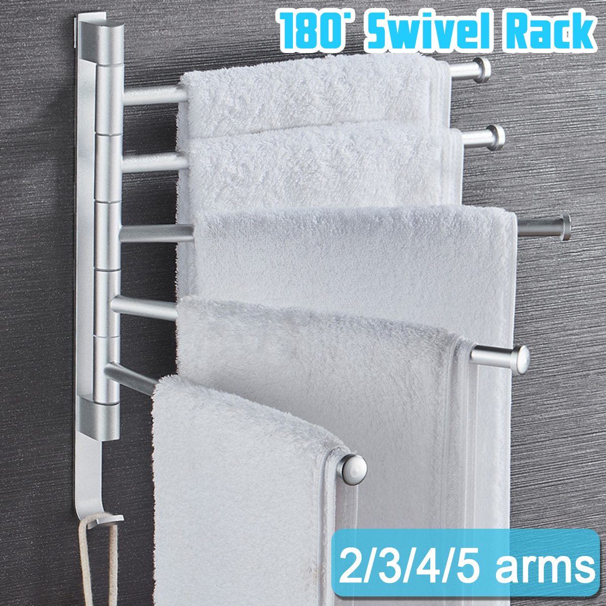 Bathroom Swivel Towel Rack Wall Mounted Heavy Duty Towel Shelf Towel Holder 10