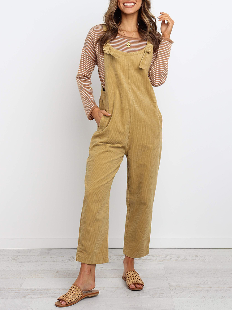 

Solid Color Straps Sleeveless Loose Causal Jumpsuits