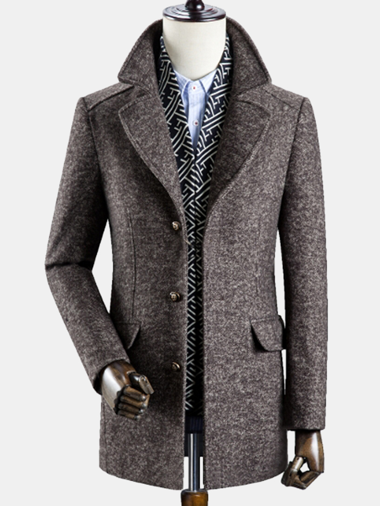 

Mens Woolen Thickened Warm Business Casual Trench Coat