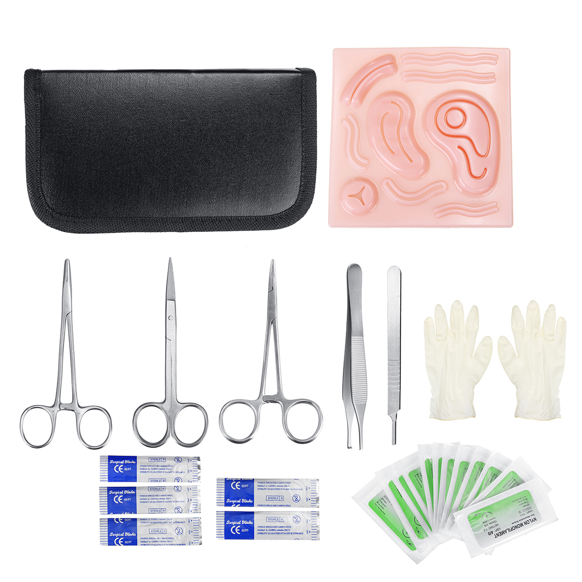 

25Pcs Portable Medical Complete Suture Practice Trainning Kits Set with Wound Skin Suture Model