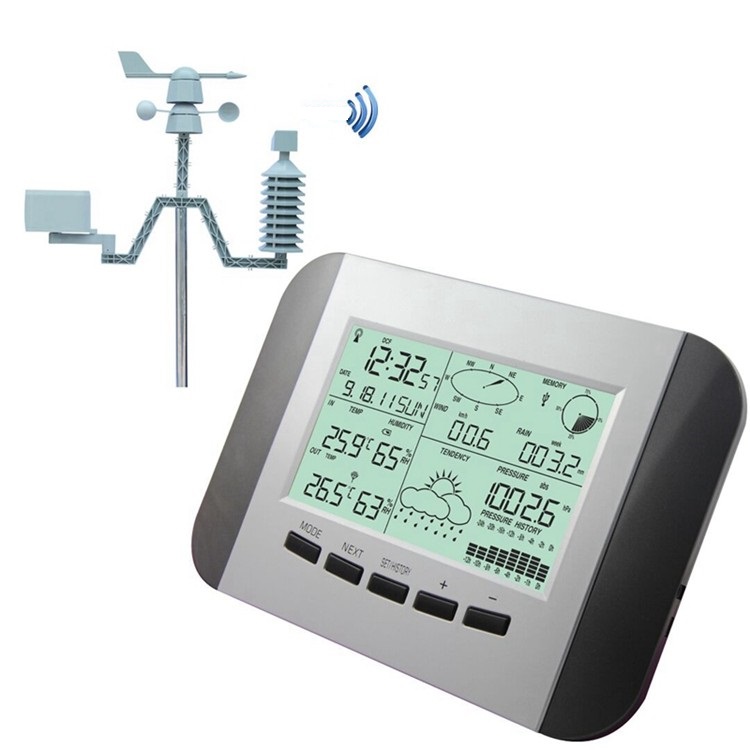 

100M Professional Weather Station Thermometer Humidity Rain Pressure Data Recorder With PC Solar Power Wireless Weather Center