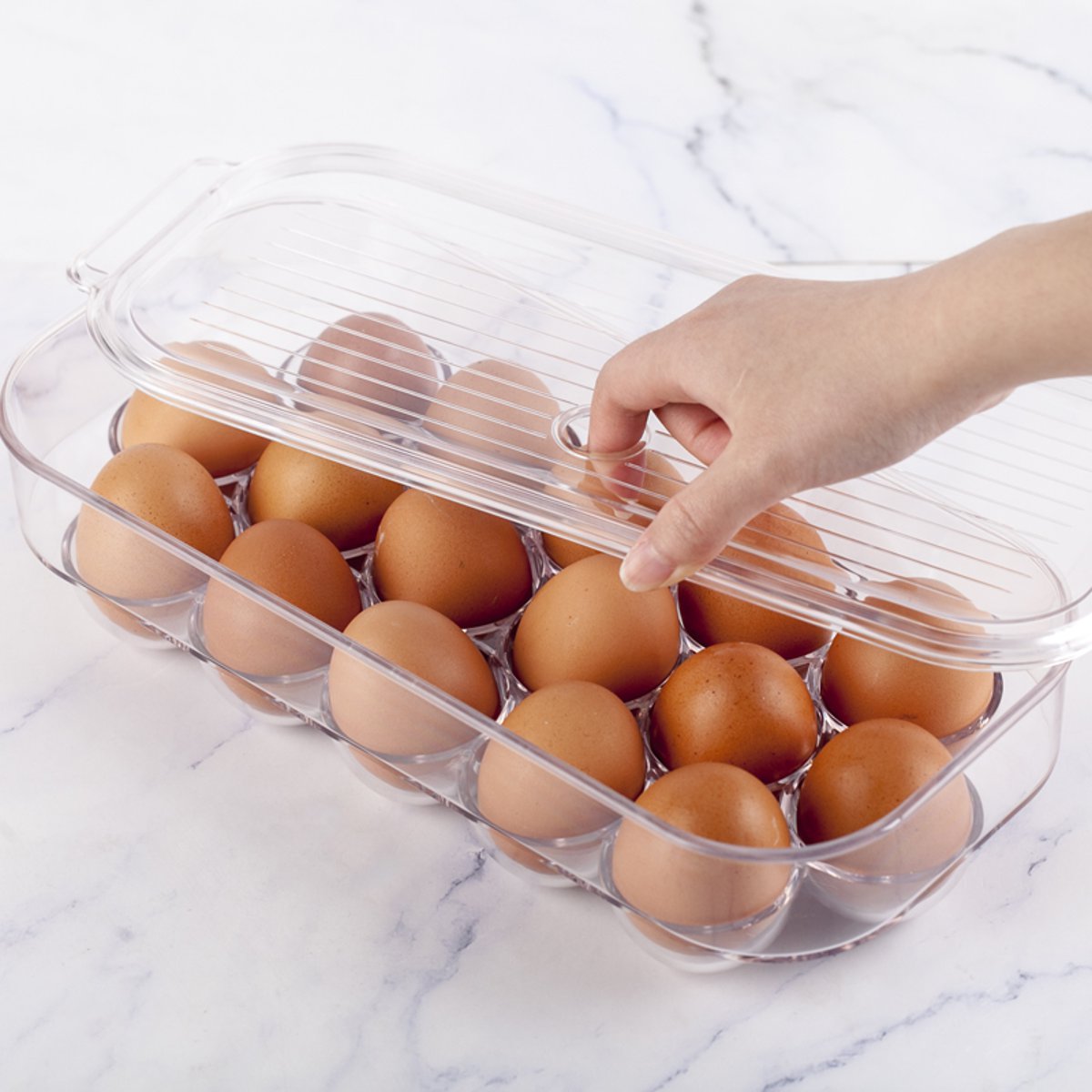 

16 Grids PET Fresh Eggs Storage Box Holder Case Refrigerator Food Container