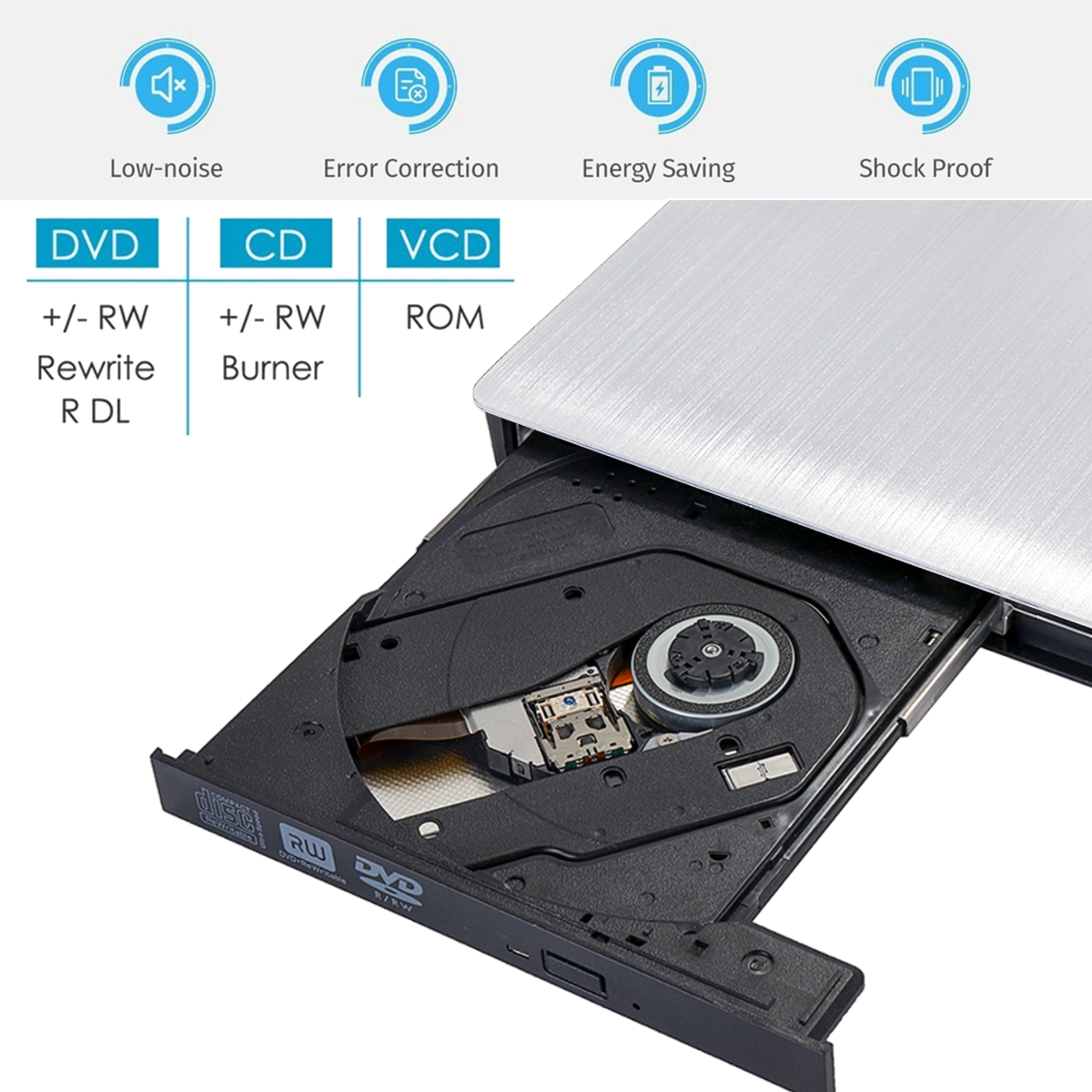 USB 3.0 Slim External DVD Optical Drive DVD-RW CD-RW Combo Drive Burner Reader Player 16
