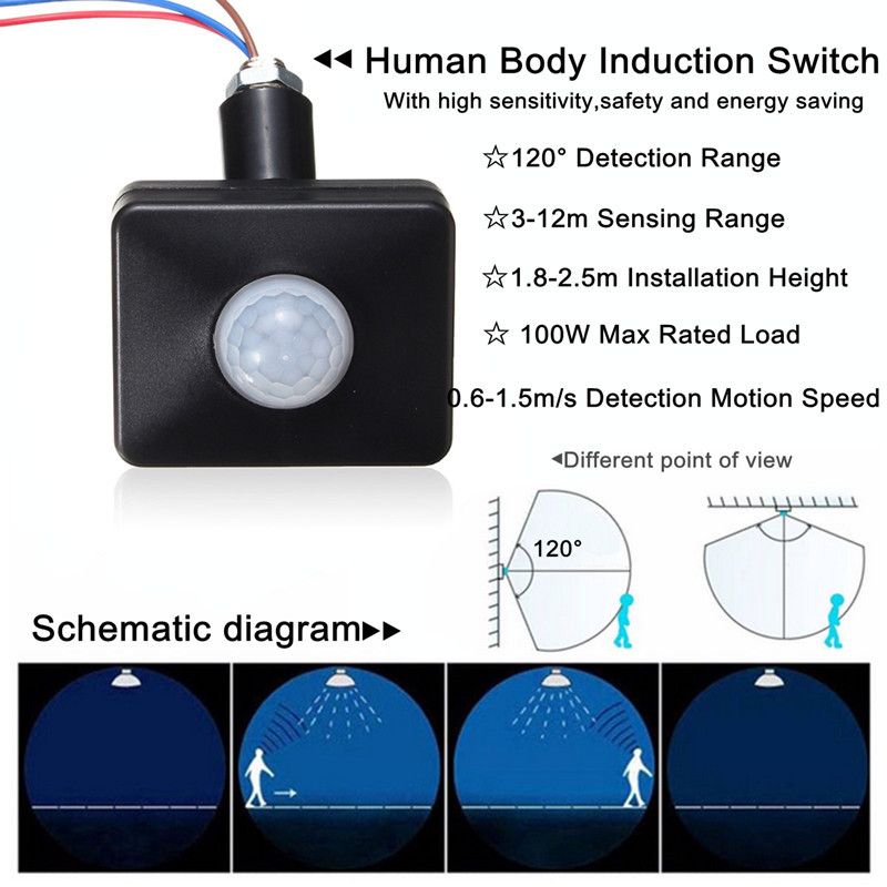Bakeey Security PIR Human Body Motion Sensor Detector AC 220-240V Inductor Light Switch 8