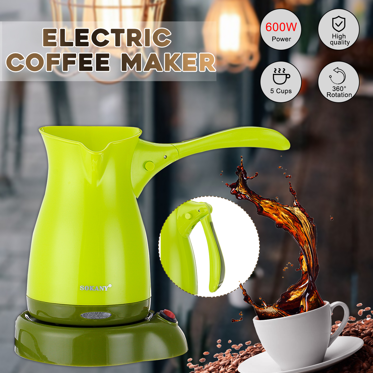 500ML Electric Coffee Maker Turkish Espresso Tea Moka Pot Machine Percolator 23