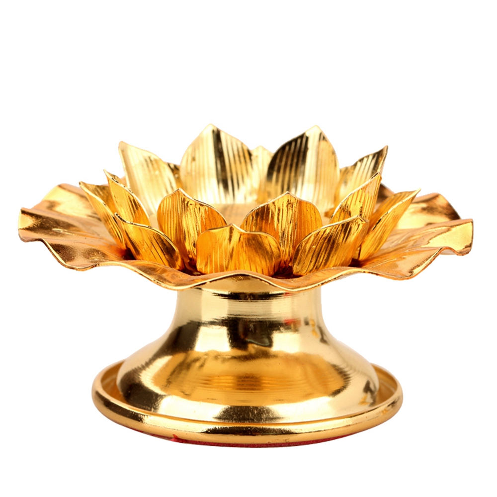 

Hollow Lotus Candlestick Alloy Butter Lampholder Candle Holder for Buddhism Pray Ghee Light