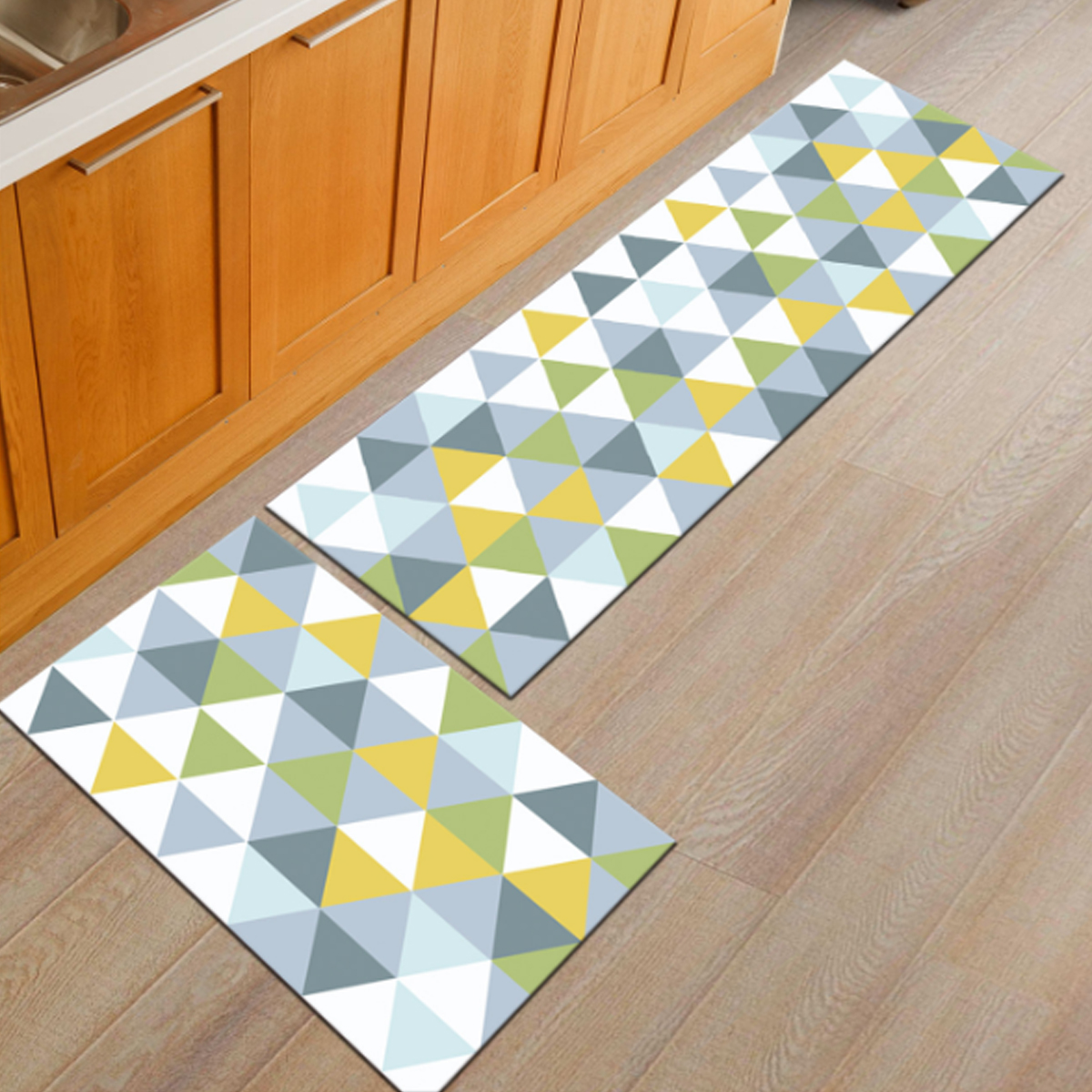 

2Pcs Kitchen Floor Carpet Non-Slip Area Rug Home Bathroom Door Mat Set