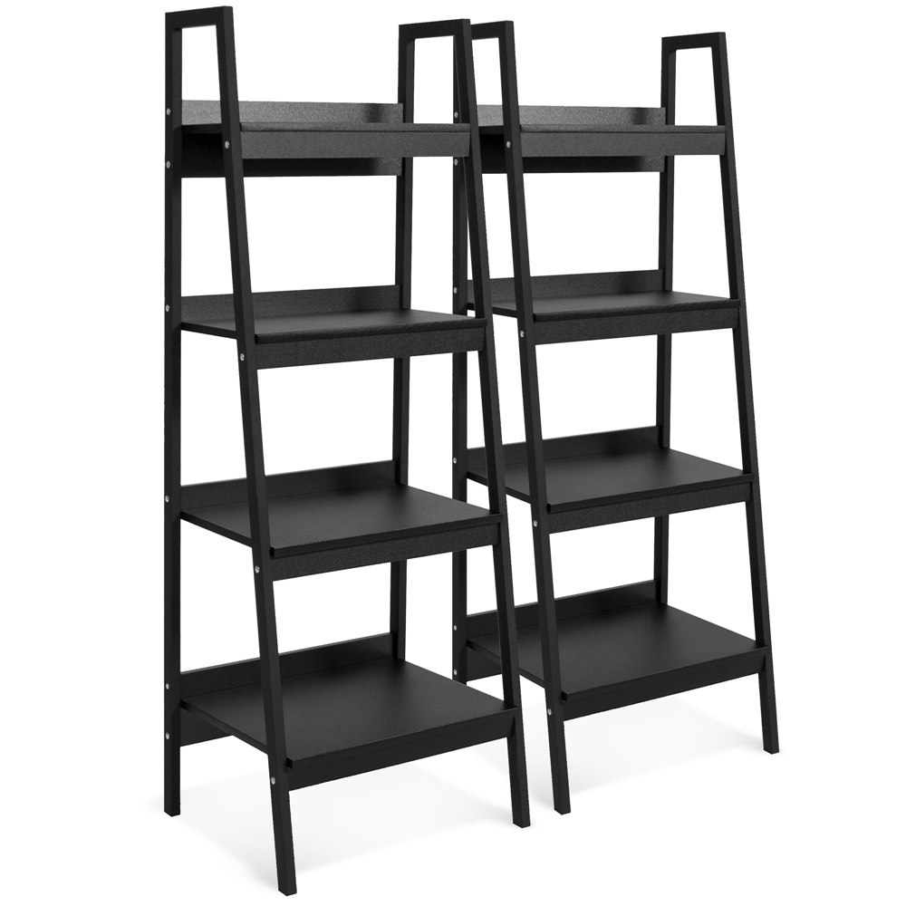 

Wooden 2PCS 4-Tier Bookshelf Industrial Ladder Shelf Modern Storage Bookcase Space-Saving Design