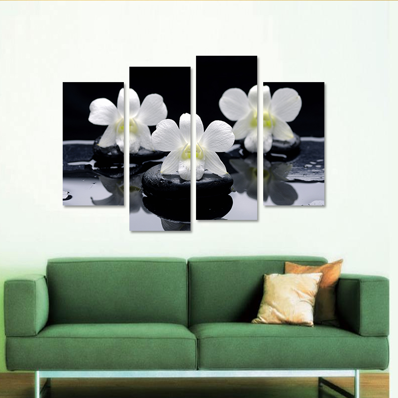 

Miico Hand Painted Four Combination Decorative Paintings Three Flowers Wall Art For Home Decoration