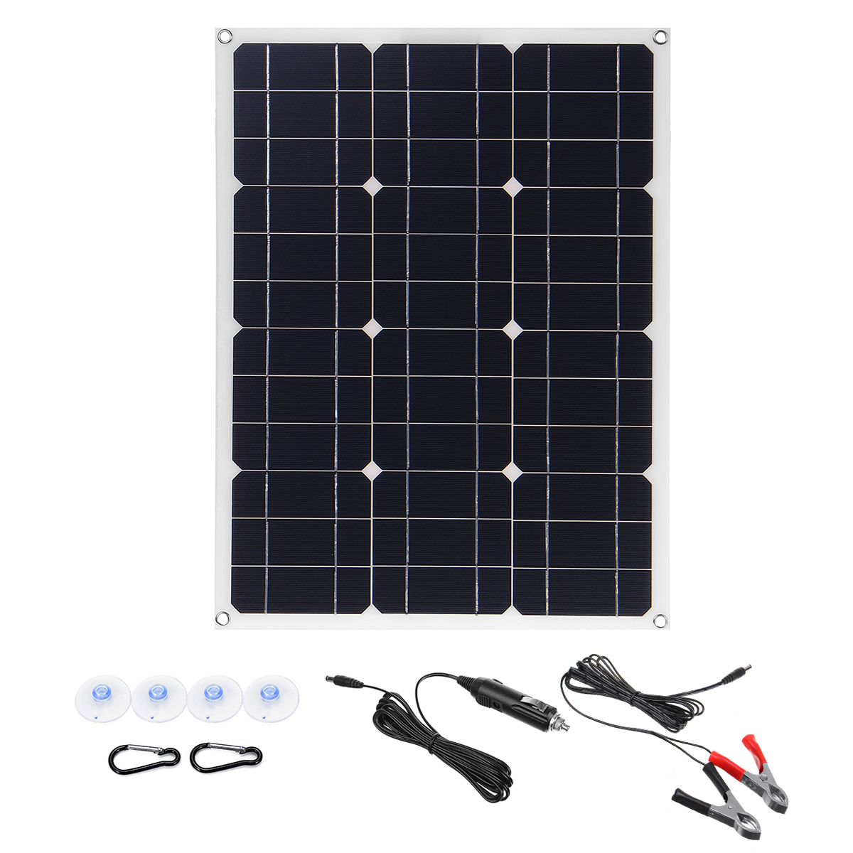 

30W монокристаллический Солнечная панель двойной порт USB с 2шт пряжки + 4шт присоски с линией зарядки