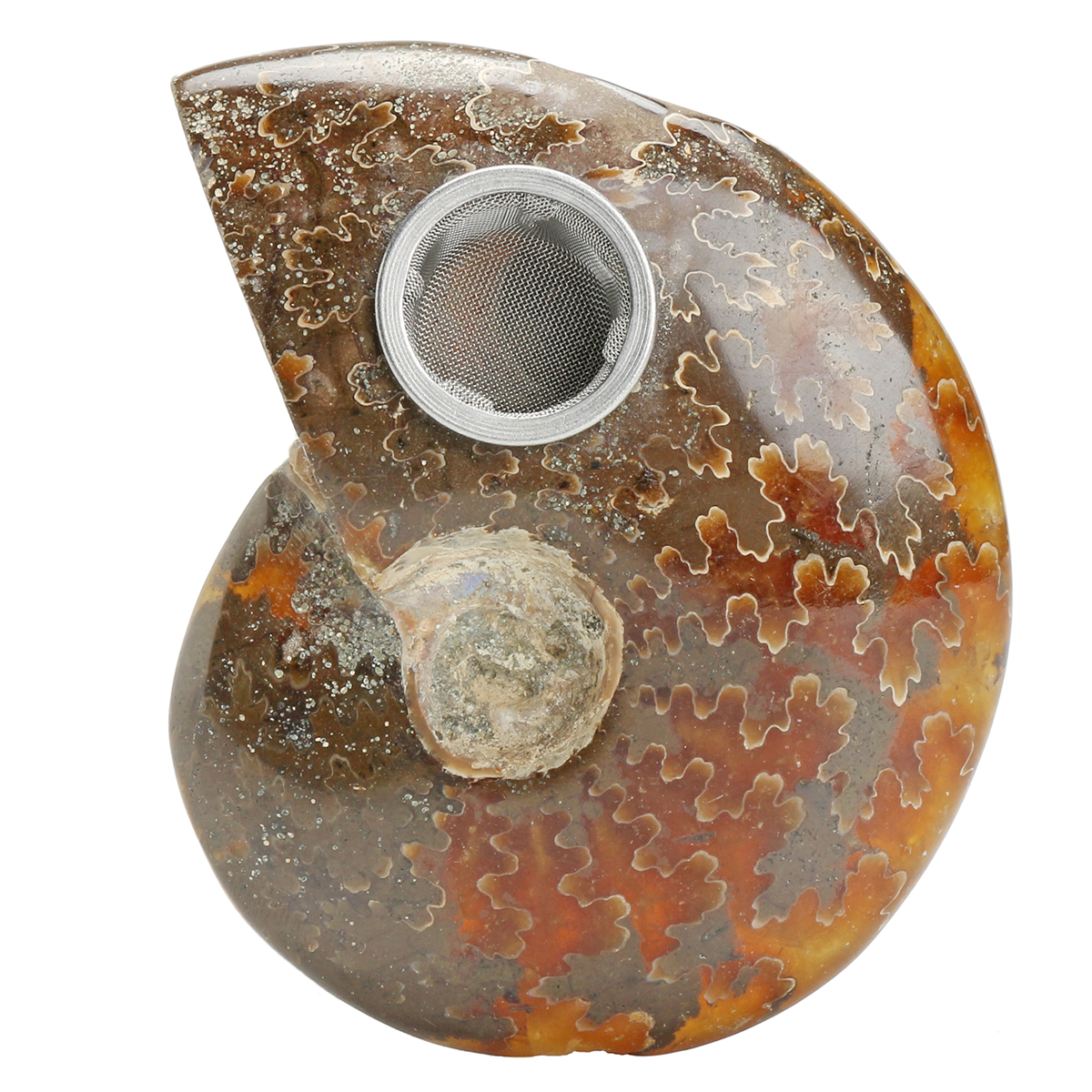 

65MM Natural Ammonite Fossil Quartz Crystal Stone Pipe Healing With Carb Gifts Decorations