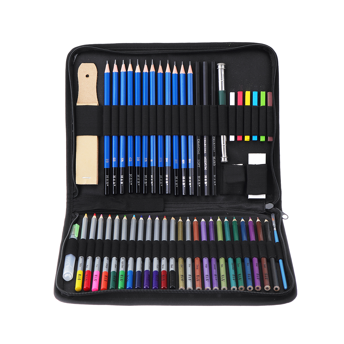 

H&B HB-CBPB051 51pcs Art Stationery Suit Painting Pencil Set Sketch Colored Pencils Painting Water Soluble Coloured Lead