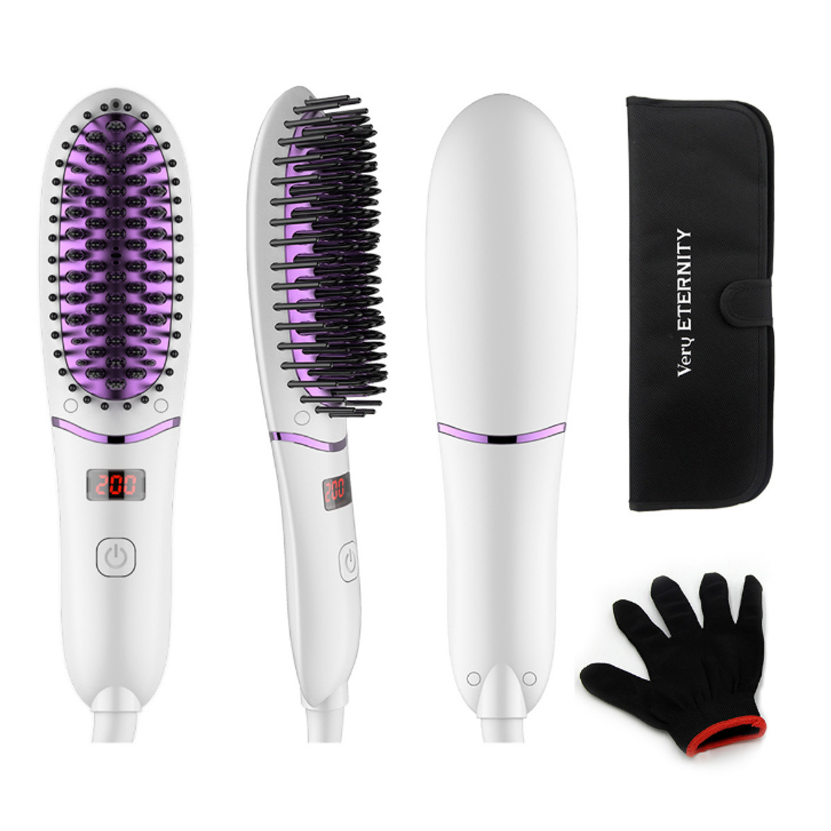 

Electric Hair Straightener PTC Heating Comb 5 Gears LCD Negative Ion Straight Brush Salon Hairdressing Tool