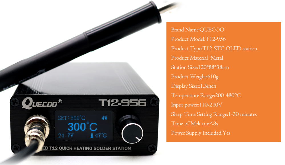STC T12-956 OLED Soldering Station T12 Solder Iron Tip Welding Tool Auto Sleeping with P9 M8 Handle 13
