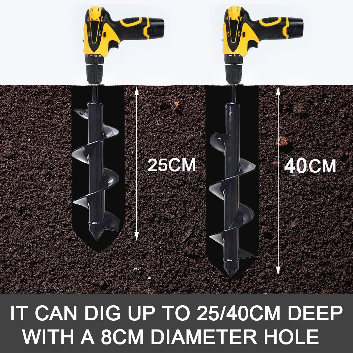 9x25/40cm Garden Drill Bit Earth Drill Hole Post Planting Auger Drill For Electric Drill 17