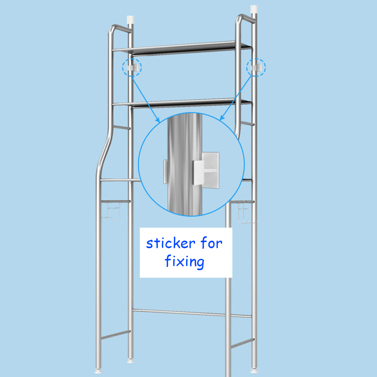2/3 Tiers Storage Rack Over Toilet/Bathroom/Laundry/Washing Machine Shelf Unit Organizer 15