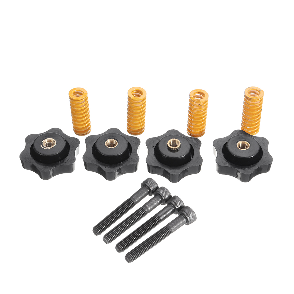 

4Pcs M5 Heated Bed Leveling Screw + M5 Nuts + 8*25mm Yellow Spring for 3D Printer Part Hotbed