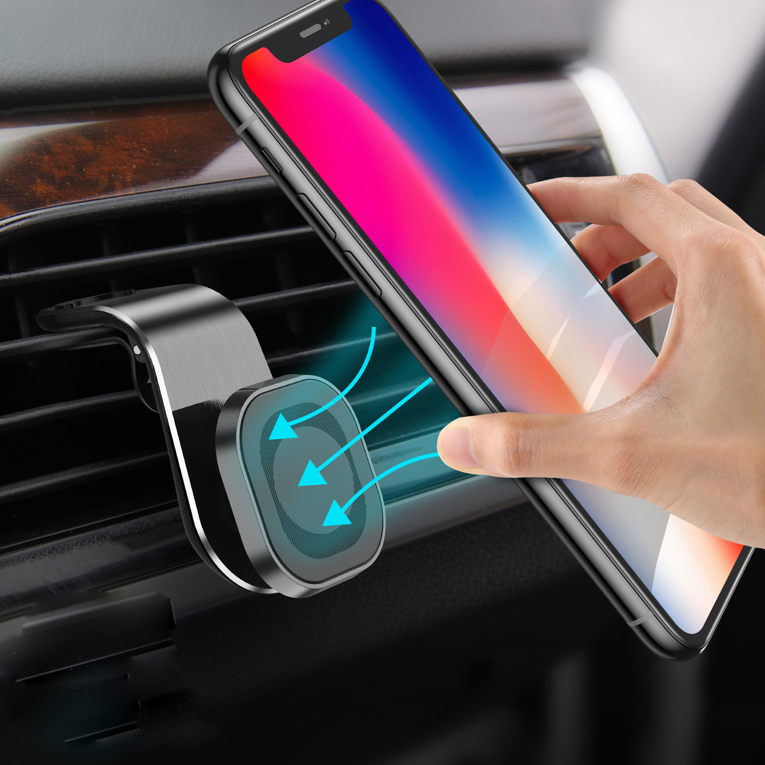 

USLION Magnetic Adsorption Air Vent Car Phone Holder Car Mount 360º Rotation for 3.5-7.0 Inch Smart Phone for iPhone 11