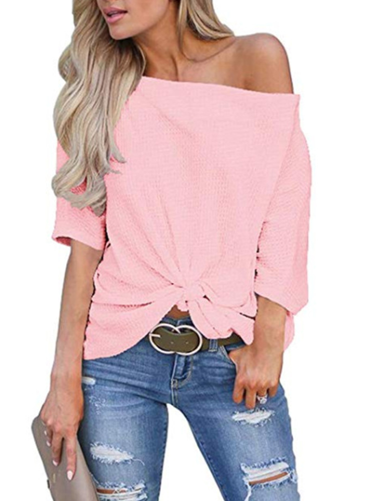 

Casual Solid Color Bell Sleeve Kink Overhead Sweaters