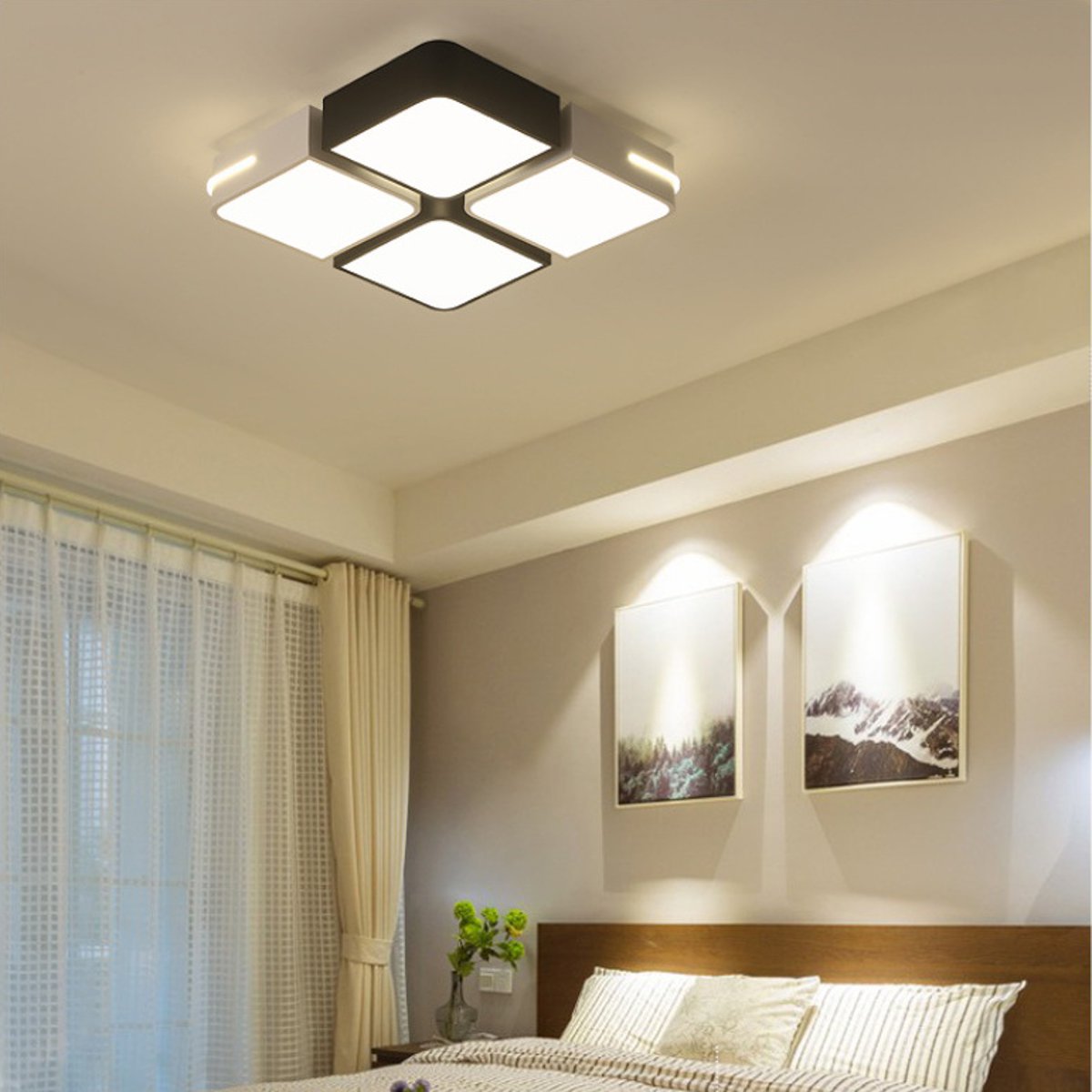 

48W Acrylic LED Ceiling Light Pendant Chandelier Lamp Bedroom Dimmable Fixture Decor 220V