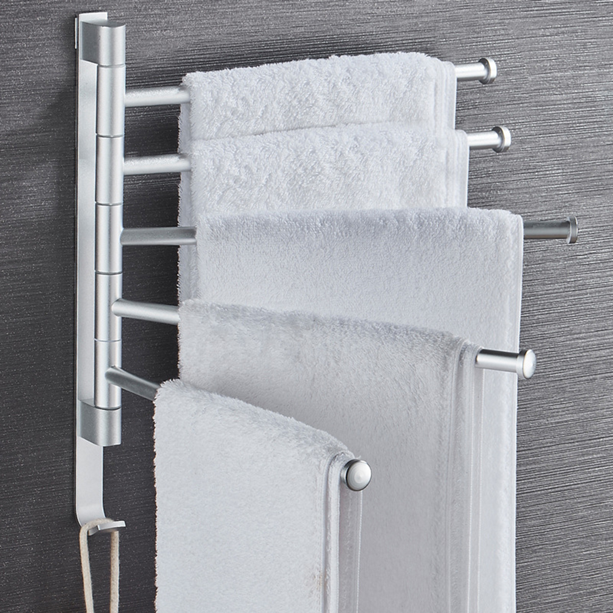 Bathroom Swivel Towel Rack Wall Mounted Heavy Duty Towel Shelf Towel Holder 90