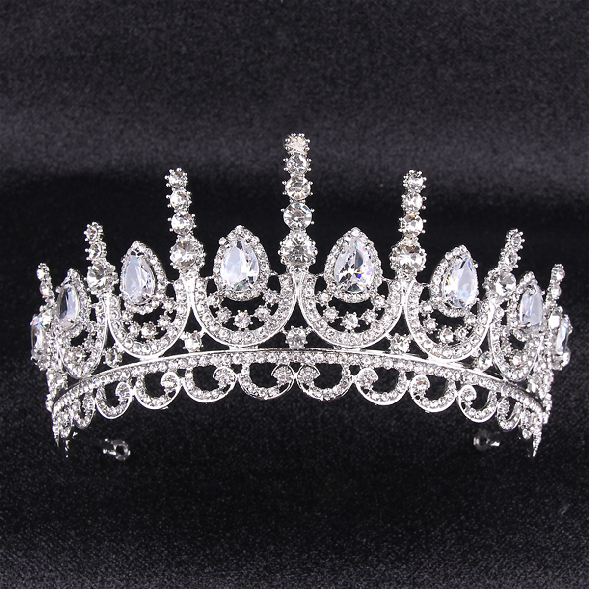 

High Bridal Wedding Jewelry Pageant Crown Headband Crystal Rhinestone Princess Tiara Headband