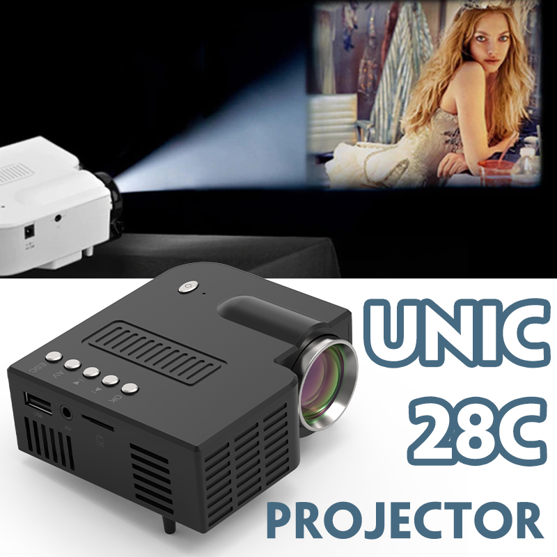 UNIC 28C Mini Portable LCD Projector Same Screen Support 1080p USB SD Card (Black) 2