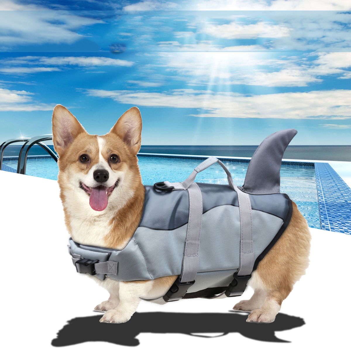 

XS / S / M / L / XL Регулируемый Собака Спасательный жилет Pet Плавать Одежда Поплавок Пальто Безопасности Pet Жилет