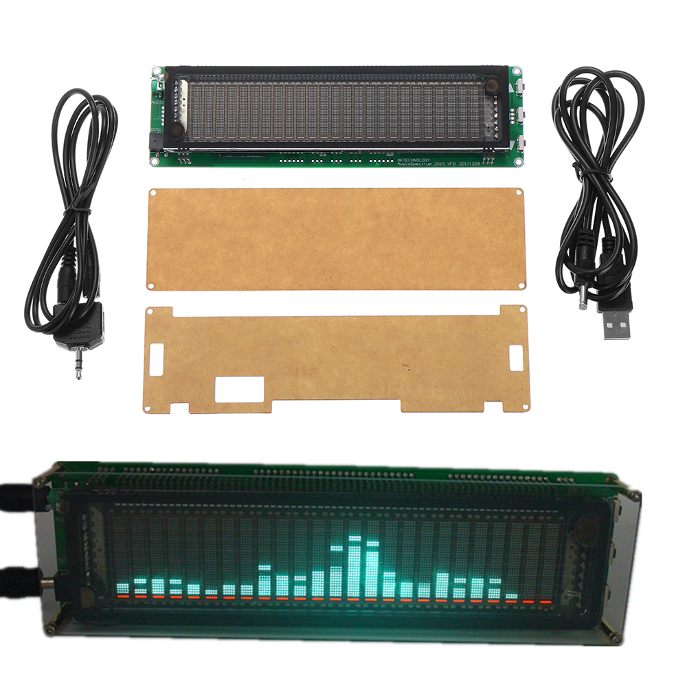 

DIY AK2515 VFD Music Audio Spectrum Indicator Kit 15 Level VU Meter Screen Display Amplifier Board Precision Clock Adjustable AGC Mode