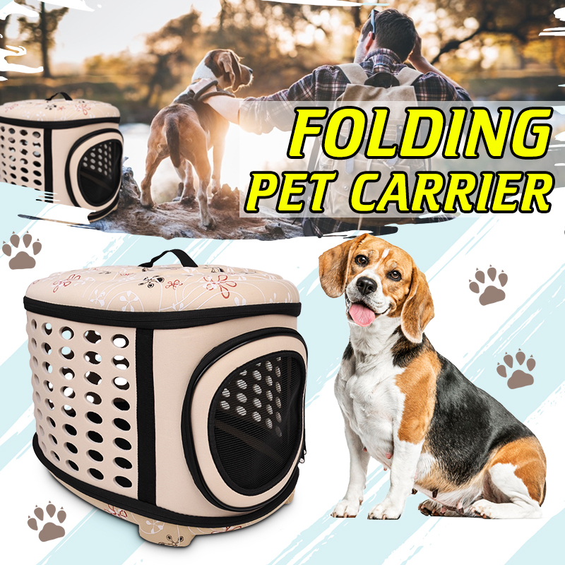Foldable Pet Dog Carrier Cage Collapsible Travel Kennel 